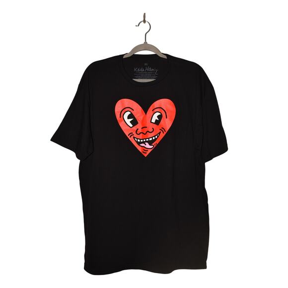 KEITH HARING $30‎ Iconic Heart Tee Short Sleeve Crewneck Black Men's XL - Picture 1 of 3
